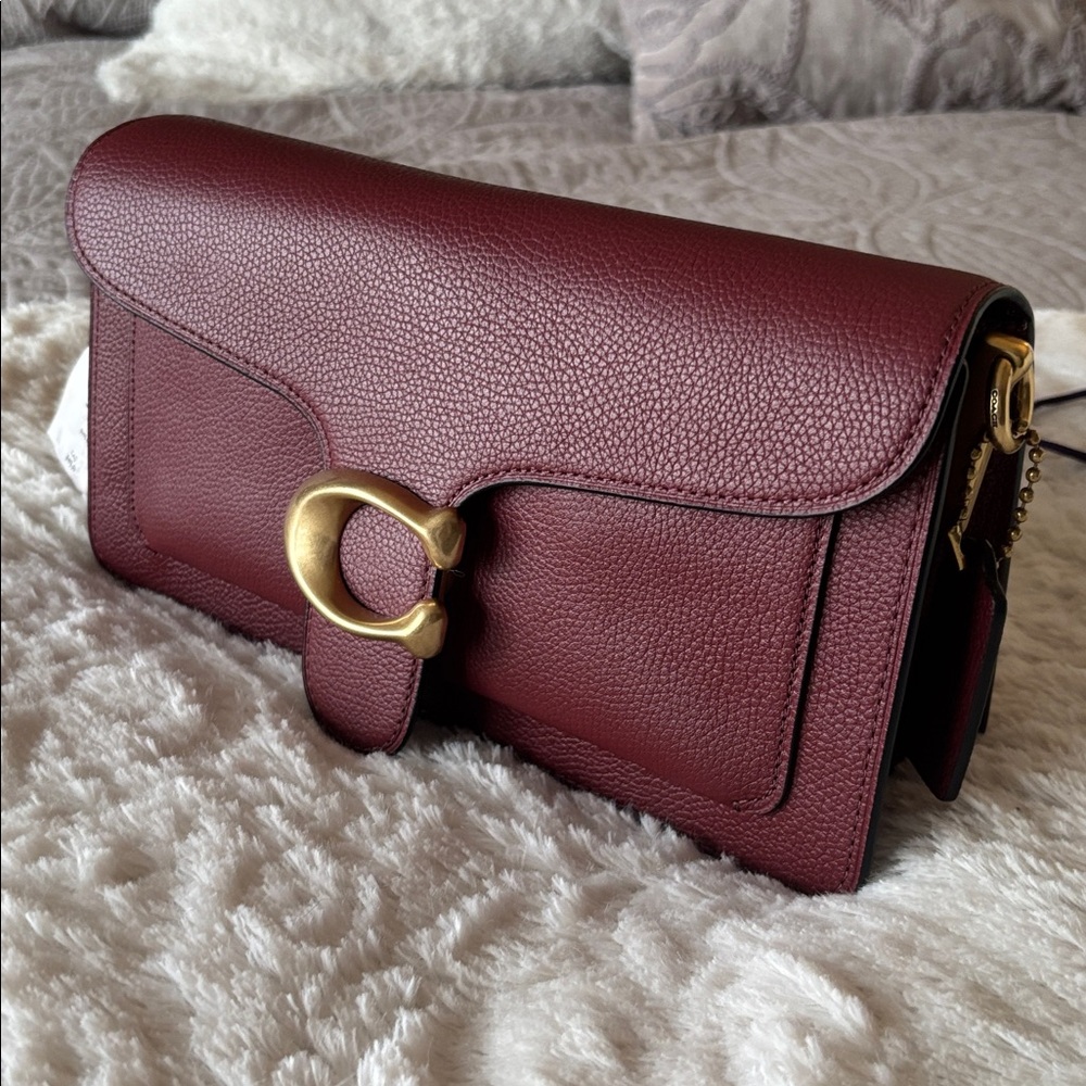 Coach Wine Red Crossbody Bag with Gold Accent